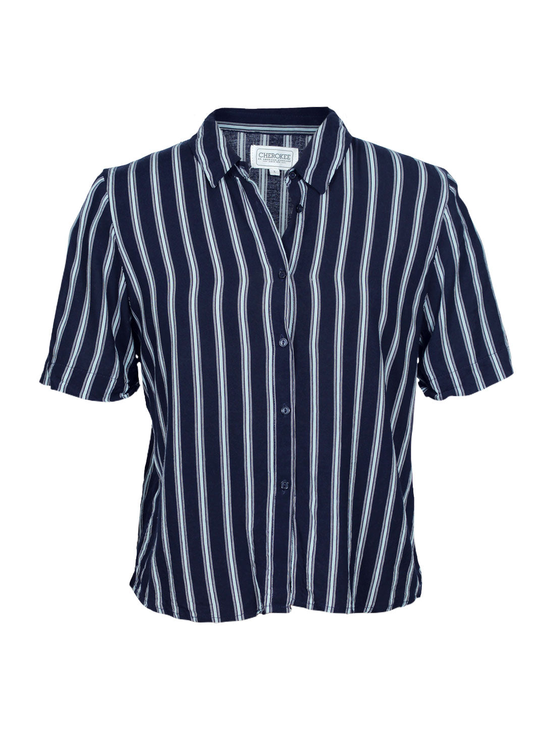 Blusa manga corta rayas azul marino | Talla L