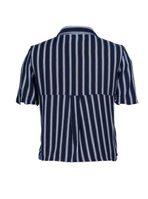 Blusa manga corta rayas azul marino | Talla L