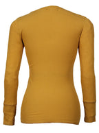 Polera waffle elasticada manga larga cuello V | Talla M