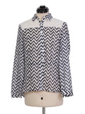 Blusa con estampado zigzag y botones frontales | Talla S