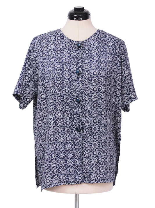 Blusa estampado geométrico botones | Talla L