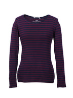 Polera manga larga rayada burdeo | Talla M