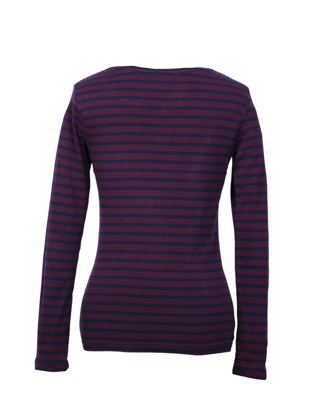 Polera manga larga rayada burdeo | Talla M