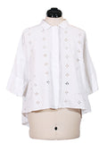 Blusa blanca calada de corte holgado | Talla S