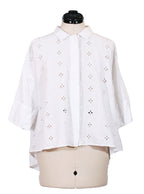 Blusa blanca calada de corte holgado | Talla S