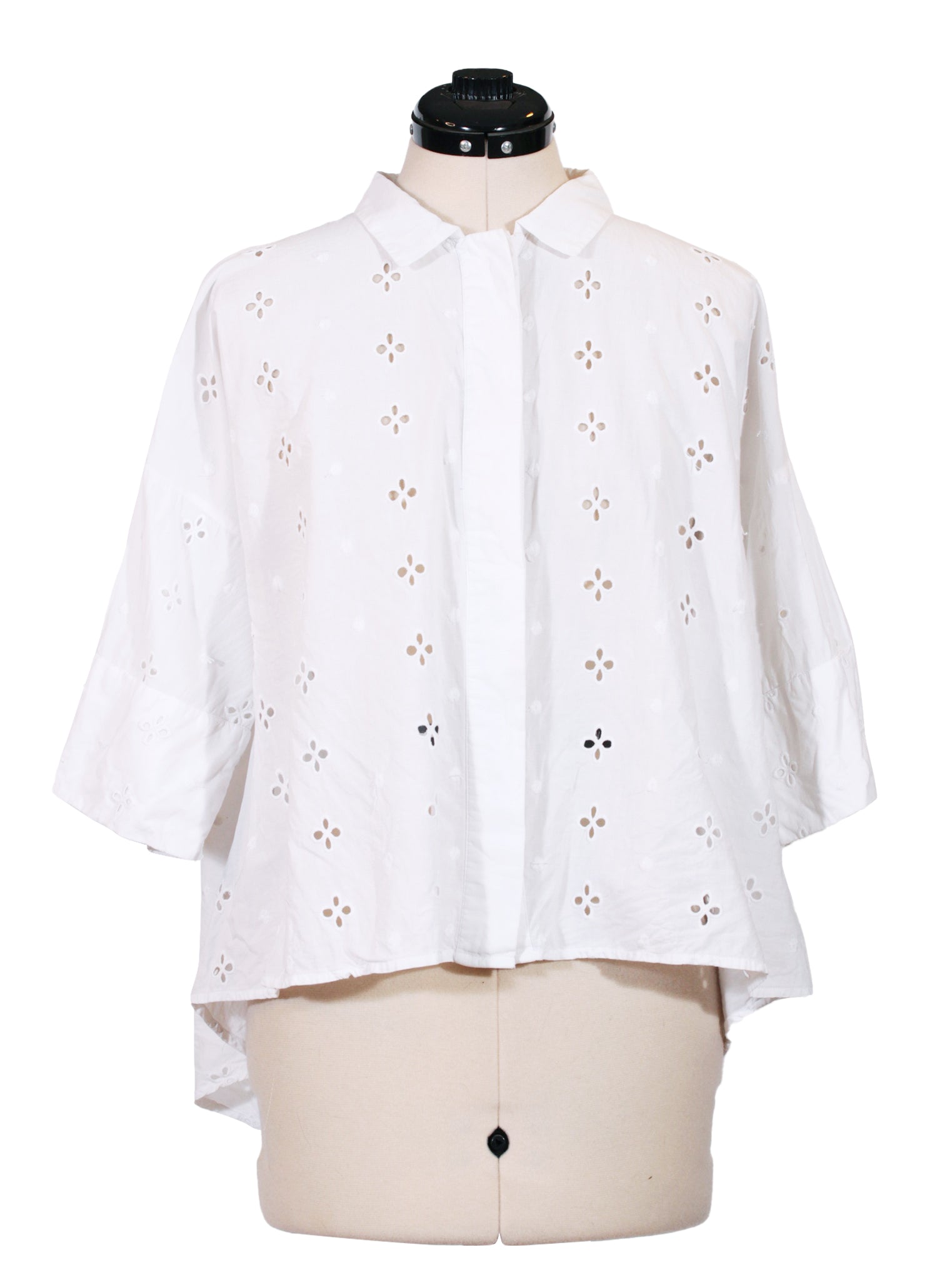 Blusa blanca calada de corte holgado | Talla S