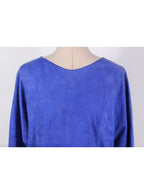 Blusa de cuero teñido azul manga tres cuartos | Talla S