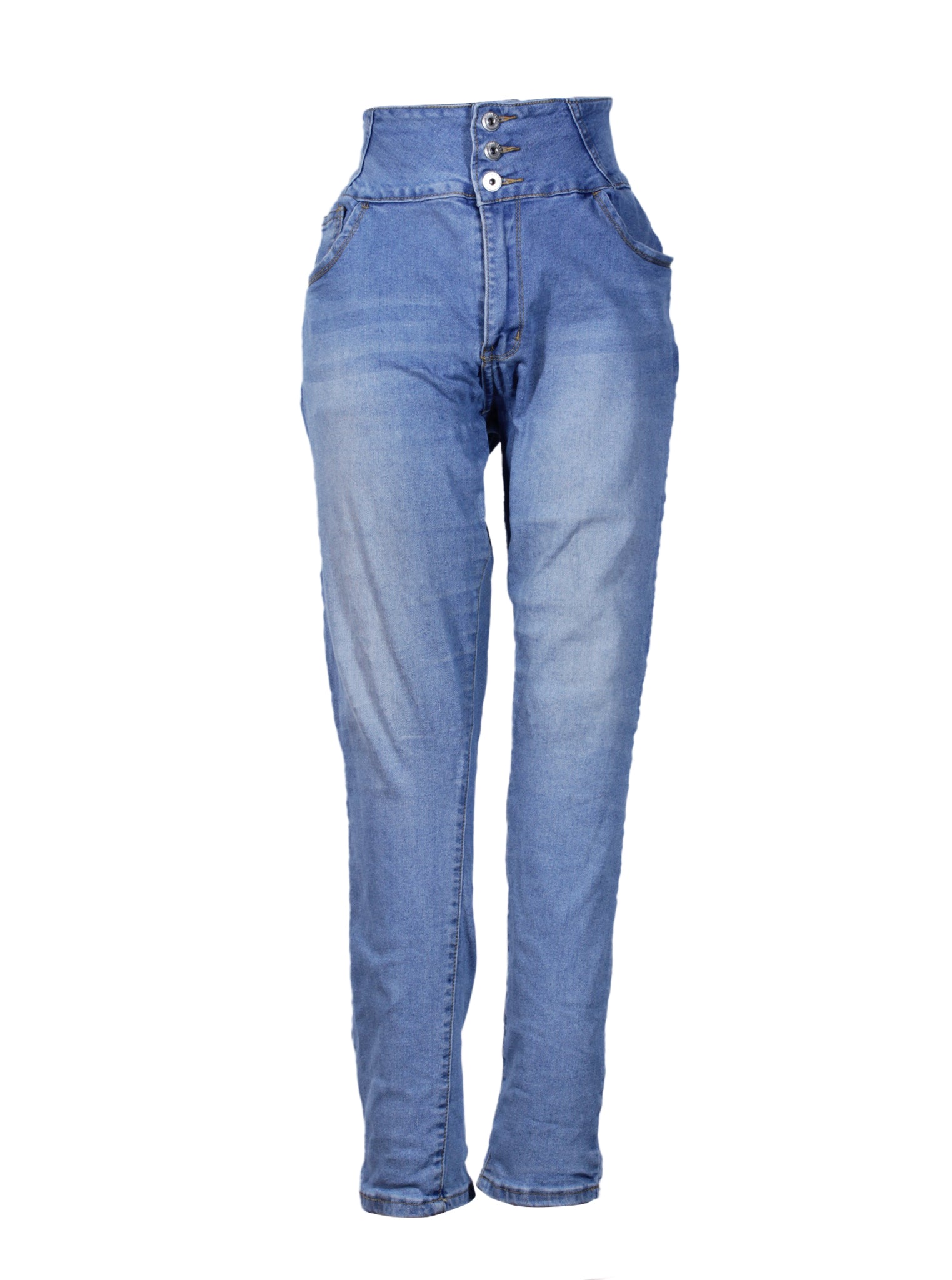 Jeans skinny tiro alto tres botones azul claro | Talla 46