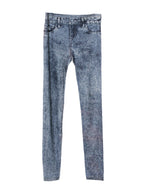 Leggins gris lavado skinny tiro medio textura desgastada | Talla S