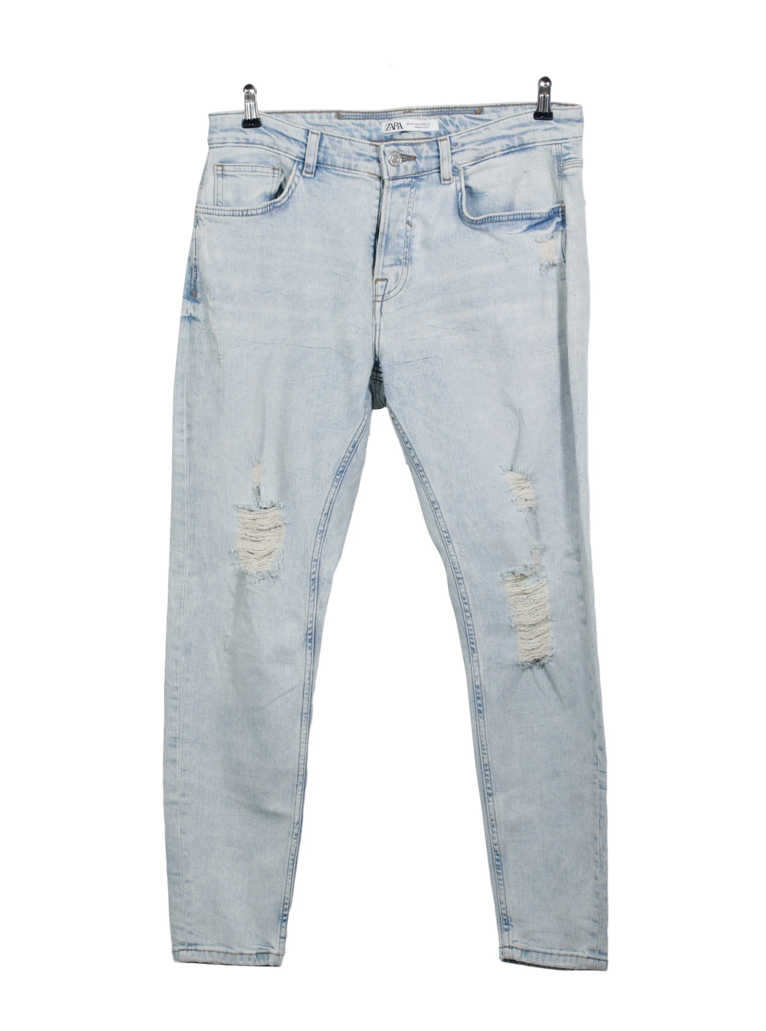 Pantalón denim claro desgaste ligero clásico urbano | Talla 44
