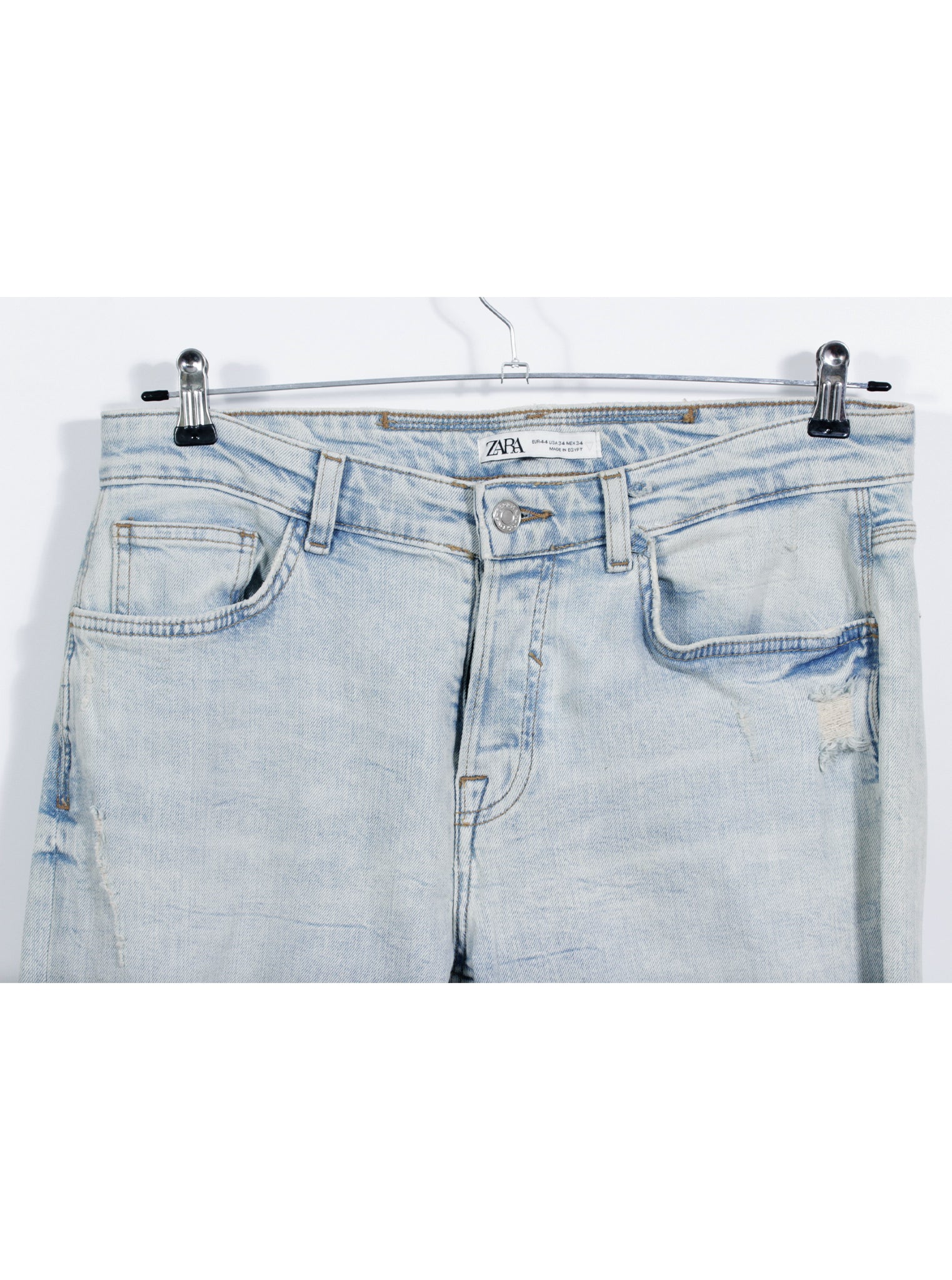Pantalón denim claro desgaste ligero clásico urbano | Talla 44