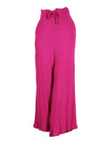 Pantalón fluido rosa ajuste metálico | Talla XL
