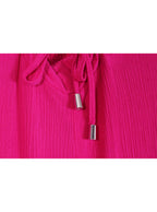 Pantalón fluido rosa ajuste metálico | Talla XL