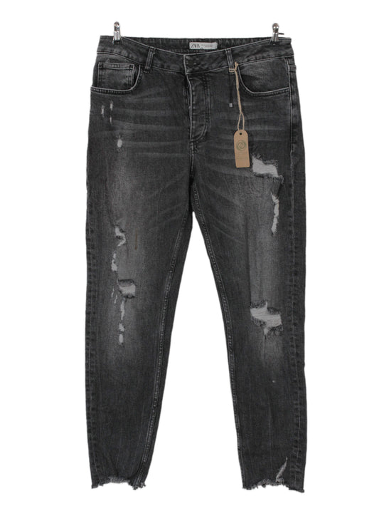 Jeans negro desgastado skinny tiro medio | Talla 44