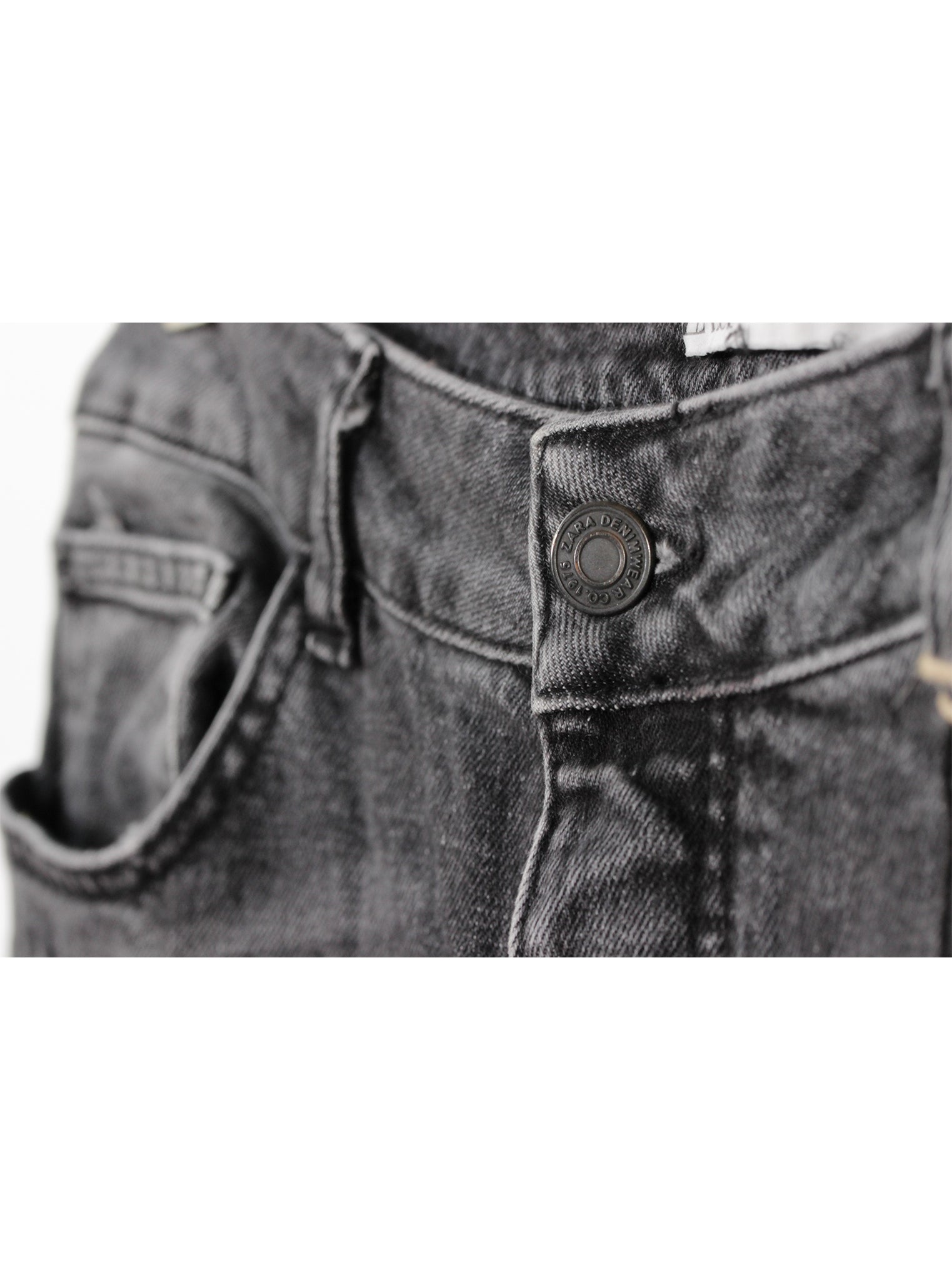 Jeans negro desgastado skinny tiro medio | Talla 44