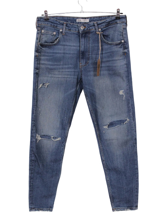 Jeans azul claro desgastado skinny tiro medio | Talla 44