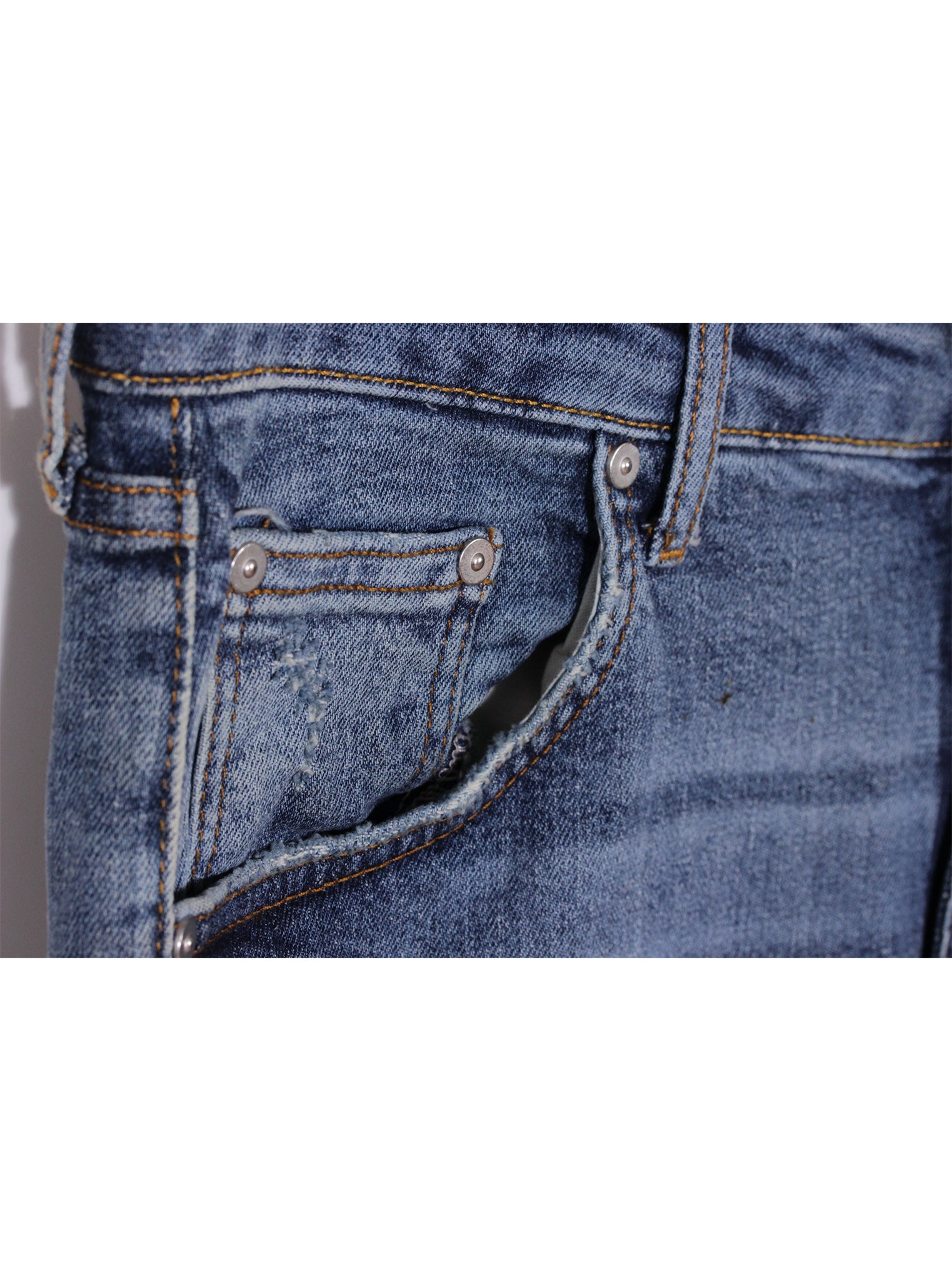 Jeans azul desgastado skinny tiro medio | Talla 44