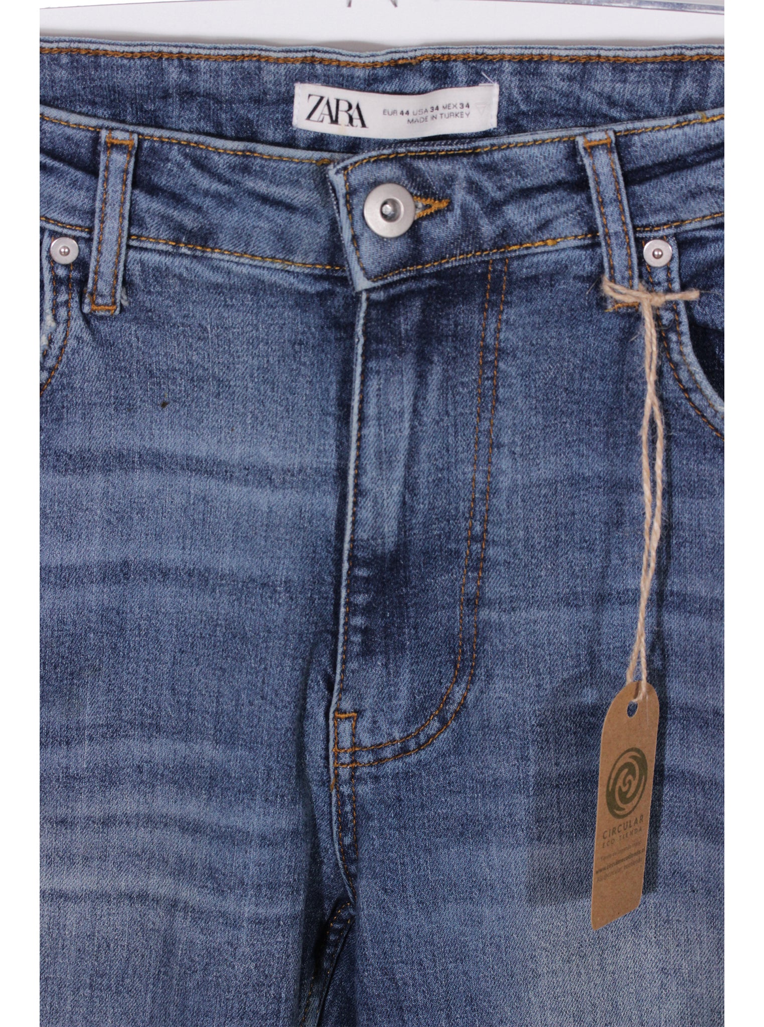 Jeans azul desgastado skinny tiro medio | Talla 44