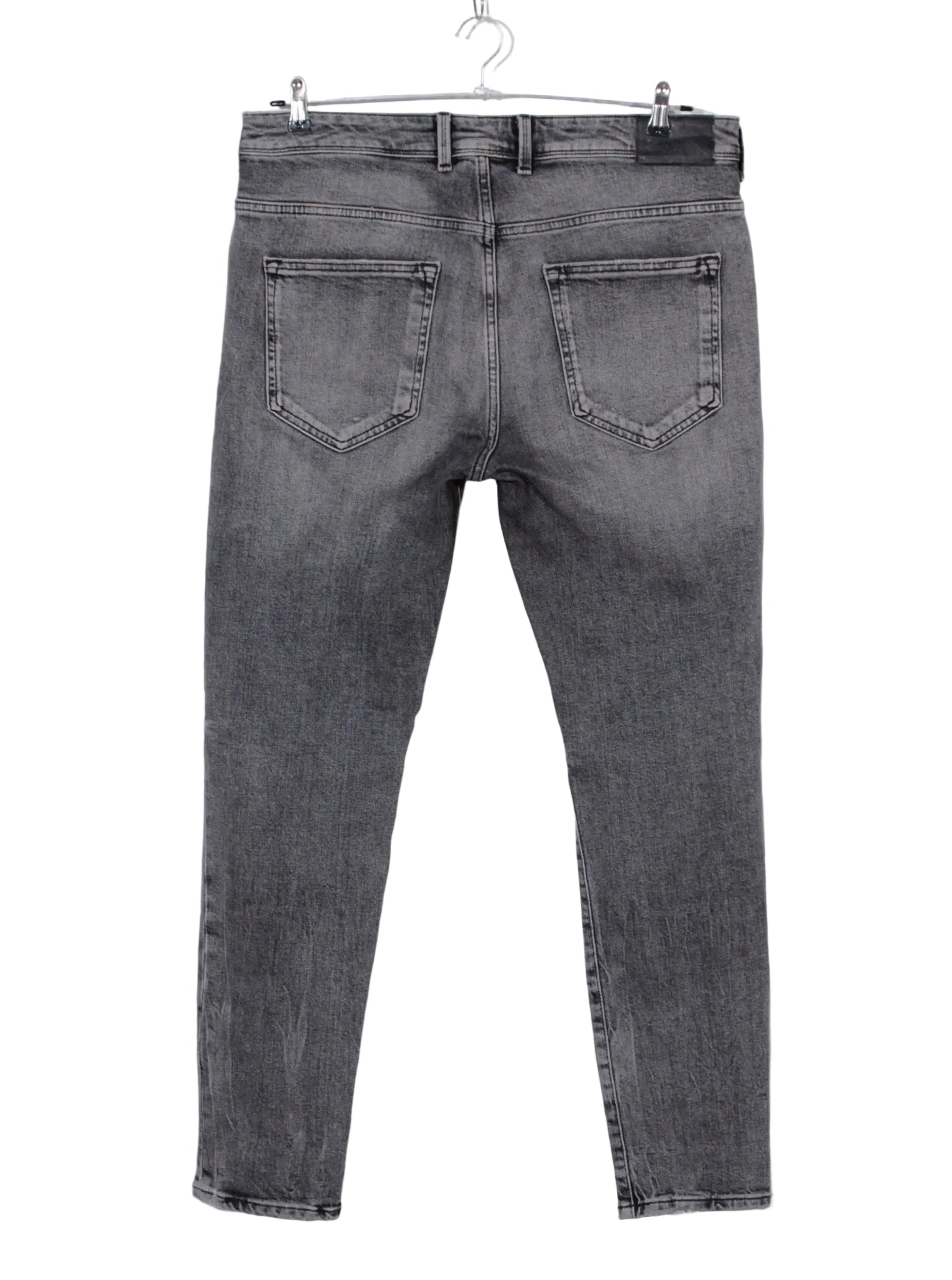 Jeans gris desgastado skinny tiro medio | Talla 44