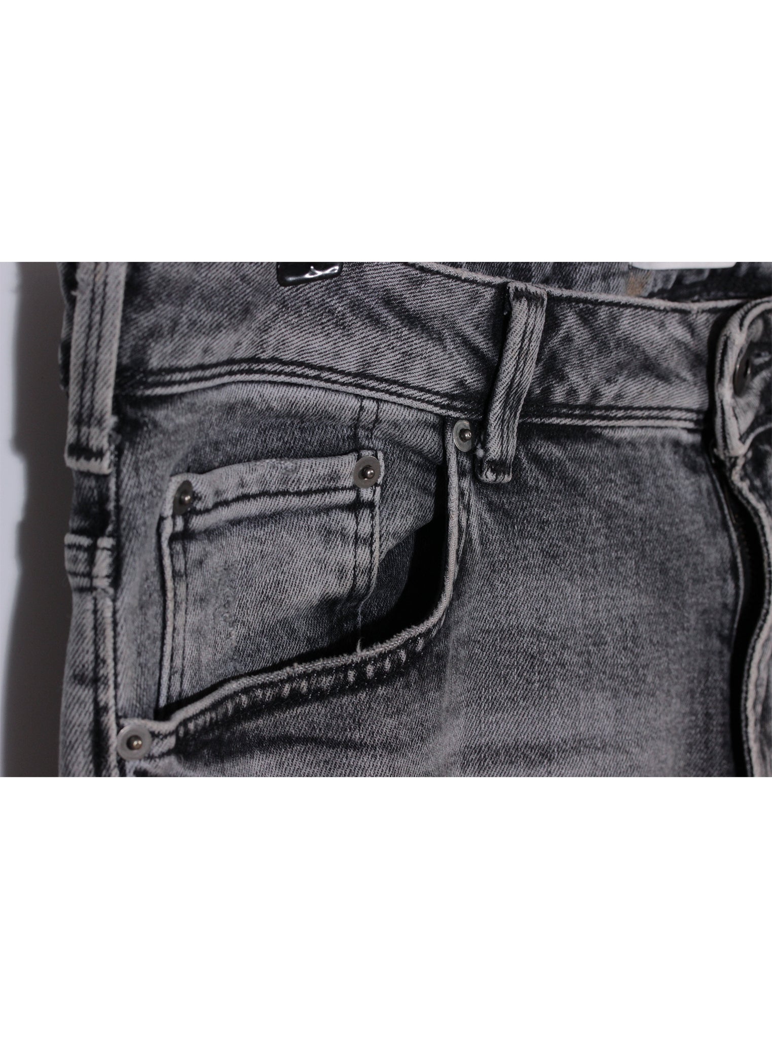 Jeans gris desgastado skinny tiro medio | Talla 44