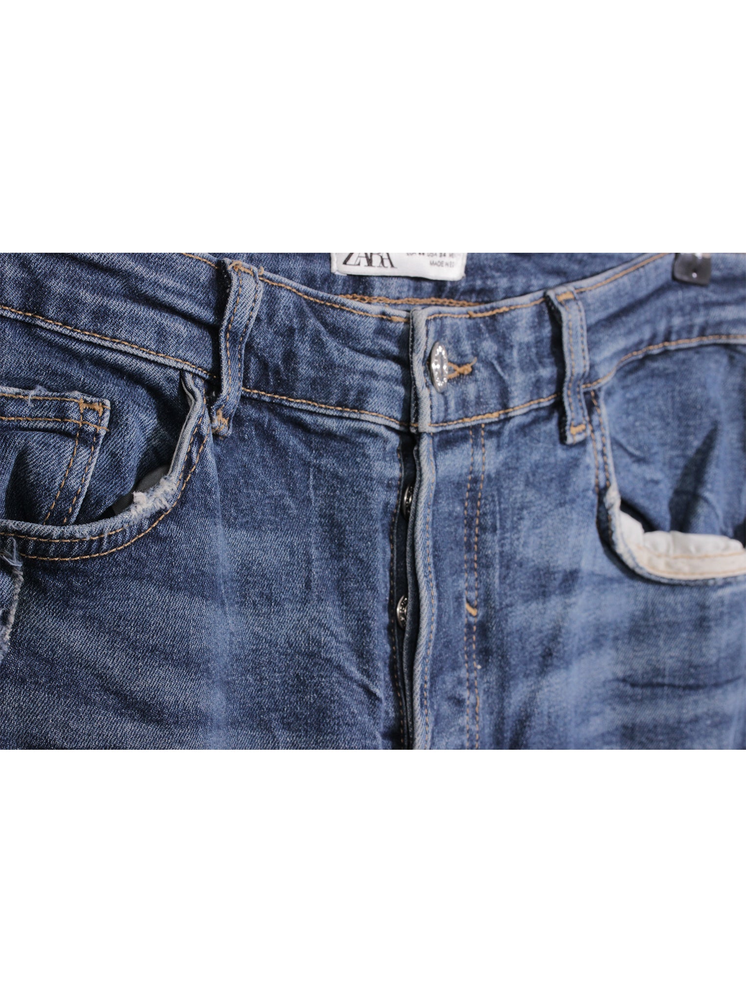 Jeans slim fit desgastados azul claro | Talla 44