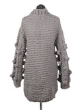 Vestido tejido grueso cuello alto pompones | Talla M