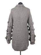 Vestido tejido grueso cuello alto pompones | Talla M