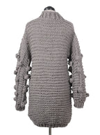 Vestido tejido grueso cuello alto pompones | Talla M