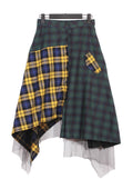 Falda patchwork asimétrica tartán | Talla S aprox.