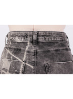 Falda denim desteñido tiro alto intervenida | Talla 38