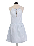 Vestido denim claro halter corte evasé | Talla L