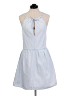 Vestido denim claro halter corte evasé | Talla L