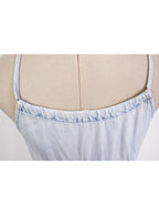 Vestido denim claro halter corte evasé | Talla L