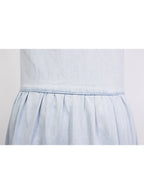 Vestido denim claro halter corte evasé | Talla L