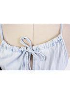 Vestido denim claro halter corte evasé | Talla L