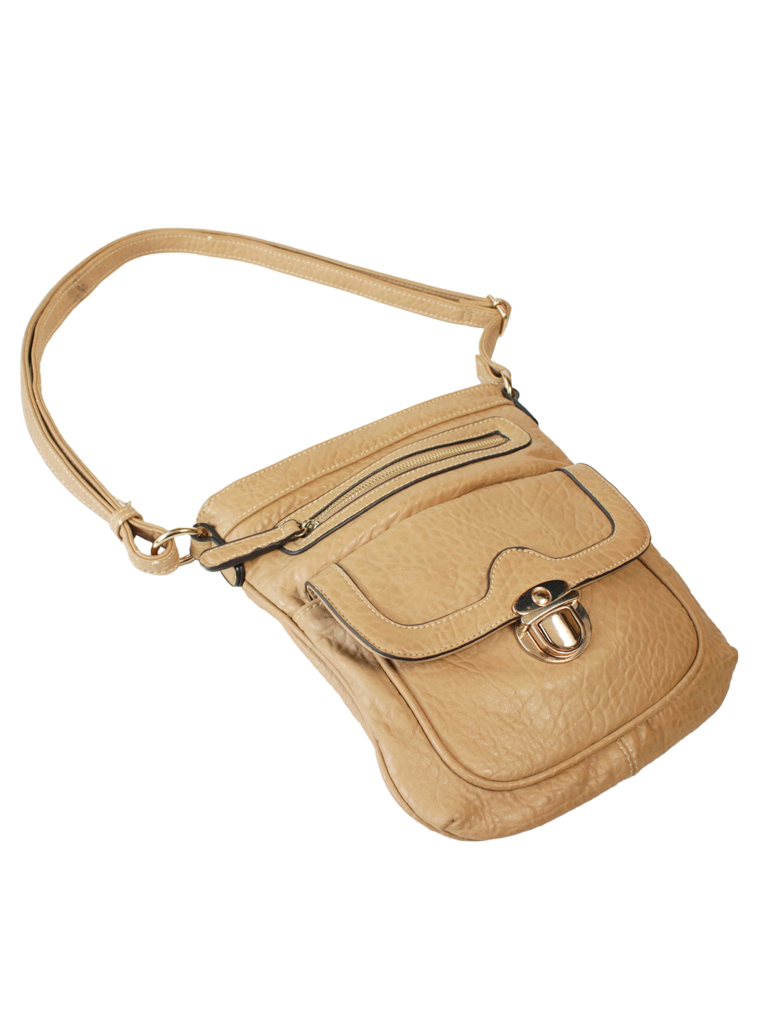 Cartera crossbody con solapa y broche metálico