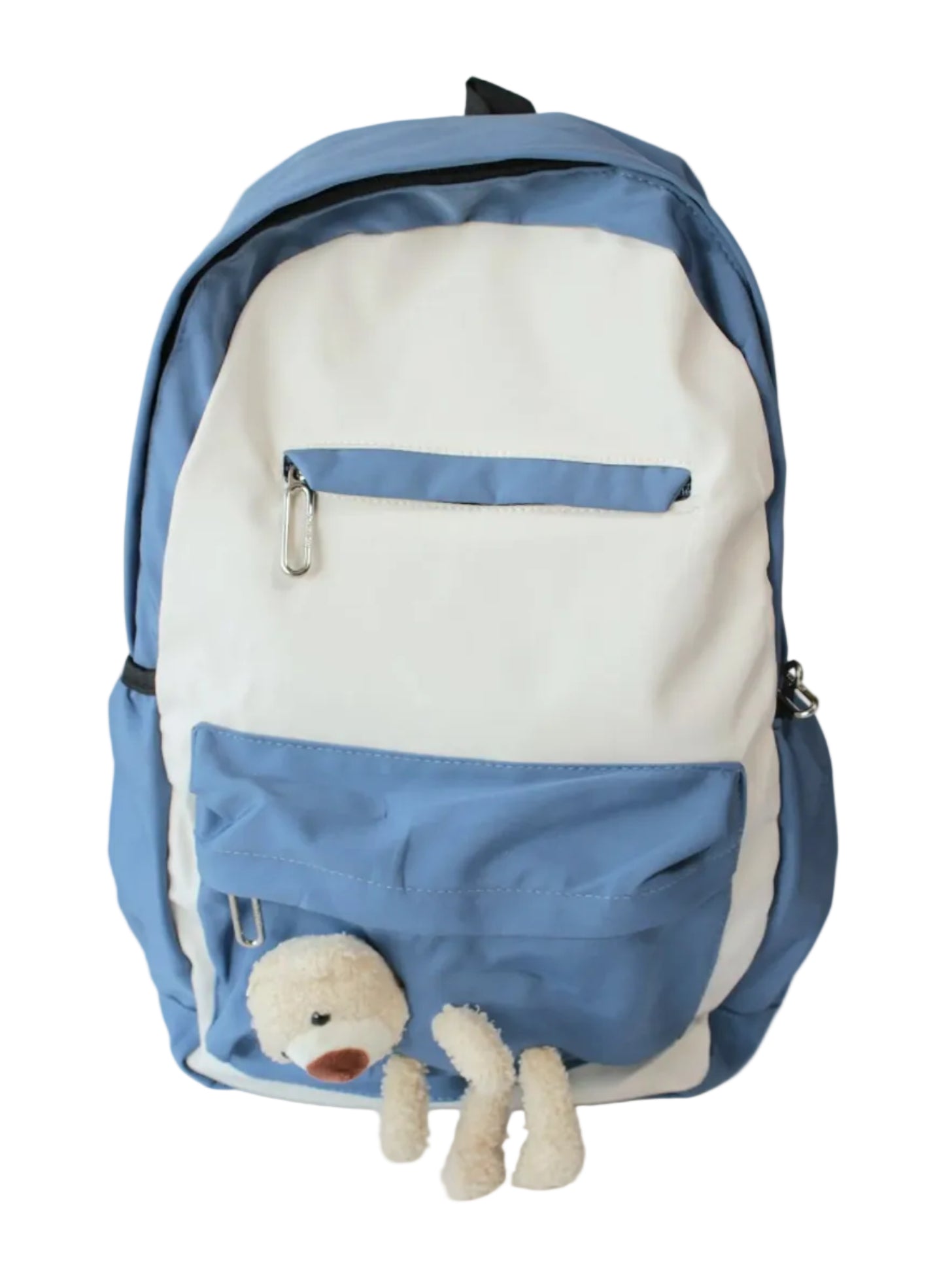 Mochila bicolor bolsillos frontales cierre superior