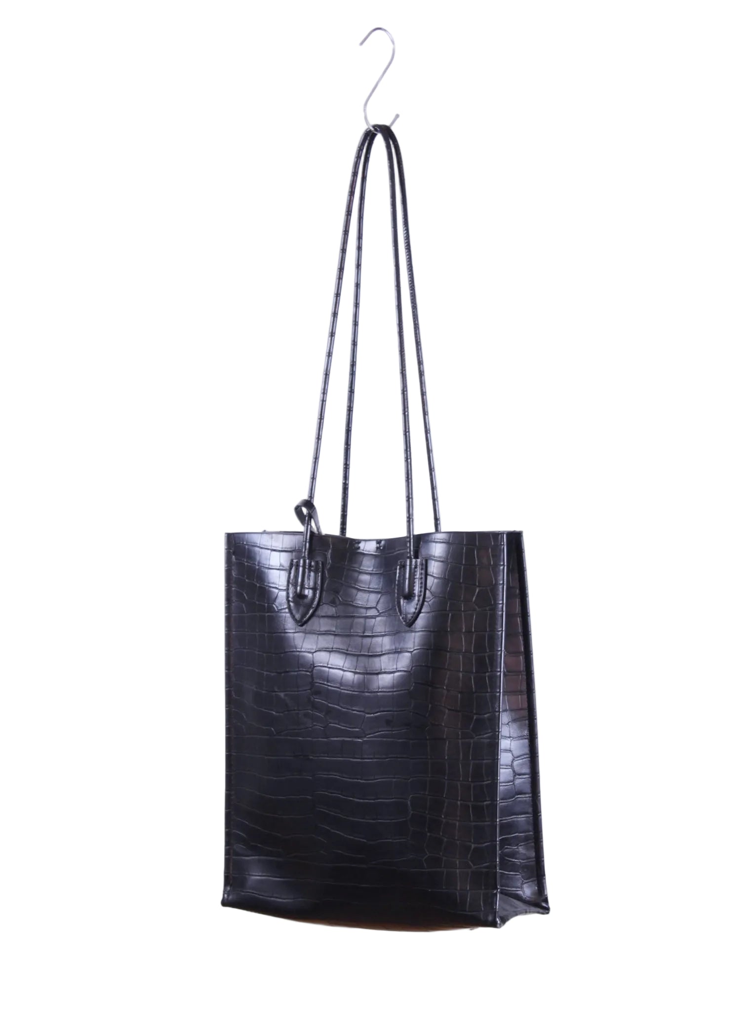 Bolso tote estructurado con textura tipo reptil