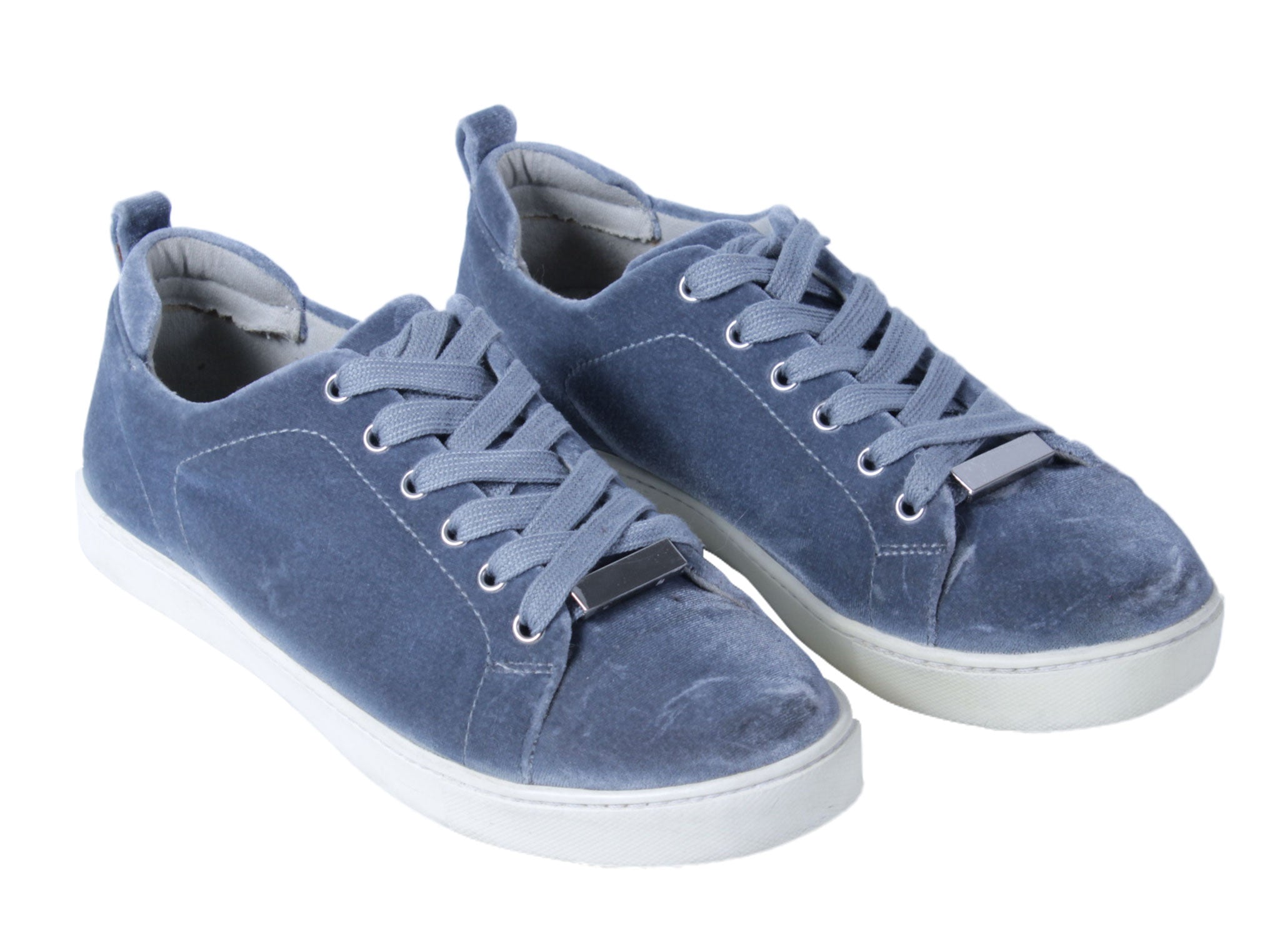 Zapatillas terciopelo azul suela blanca | Talla 38