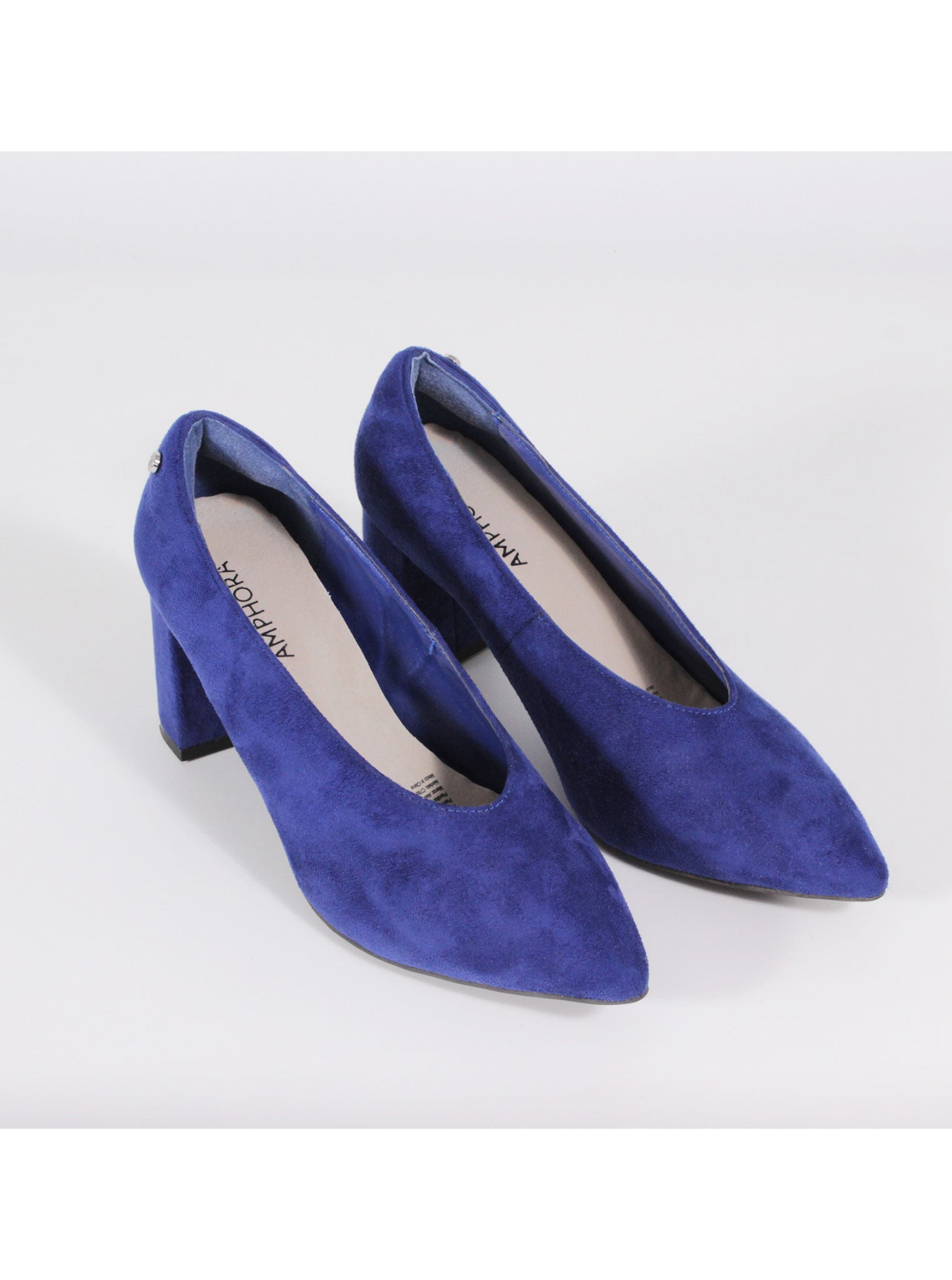 Zapatos gamuza azul taco medio | Talla 36