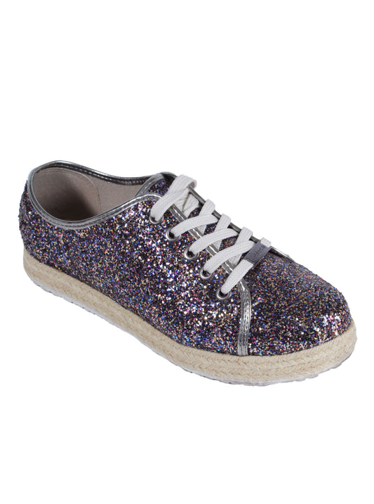 Zapatilla glitter multicolor con cordones | Talla 40