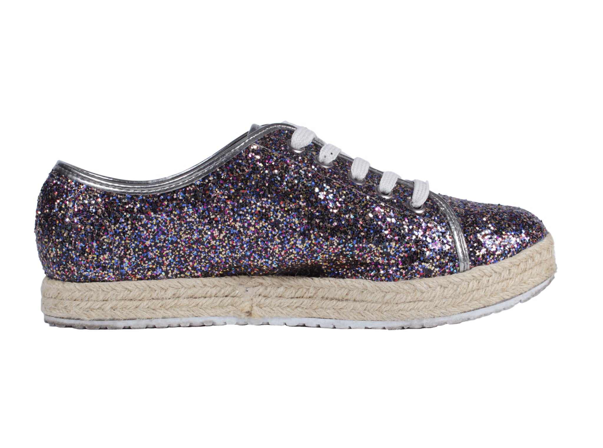 Zapatilla glitter multicolor con cordones | Talla 40