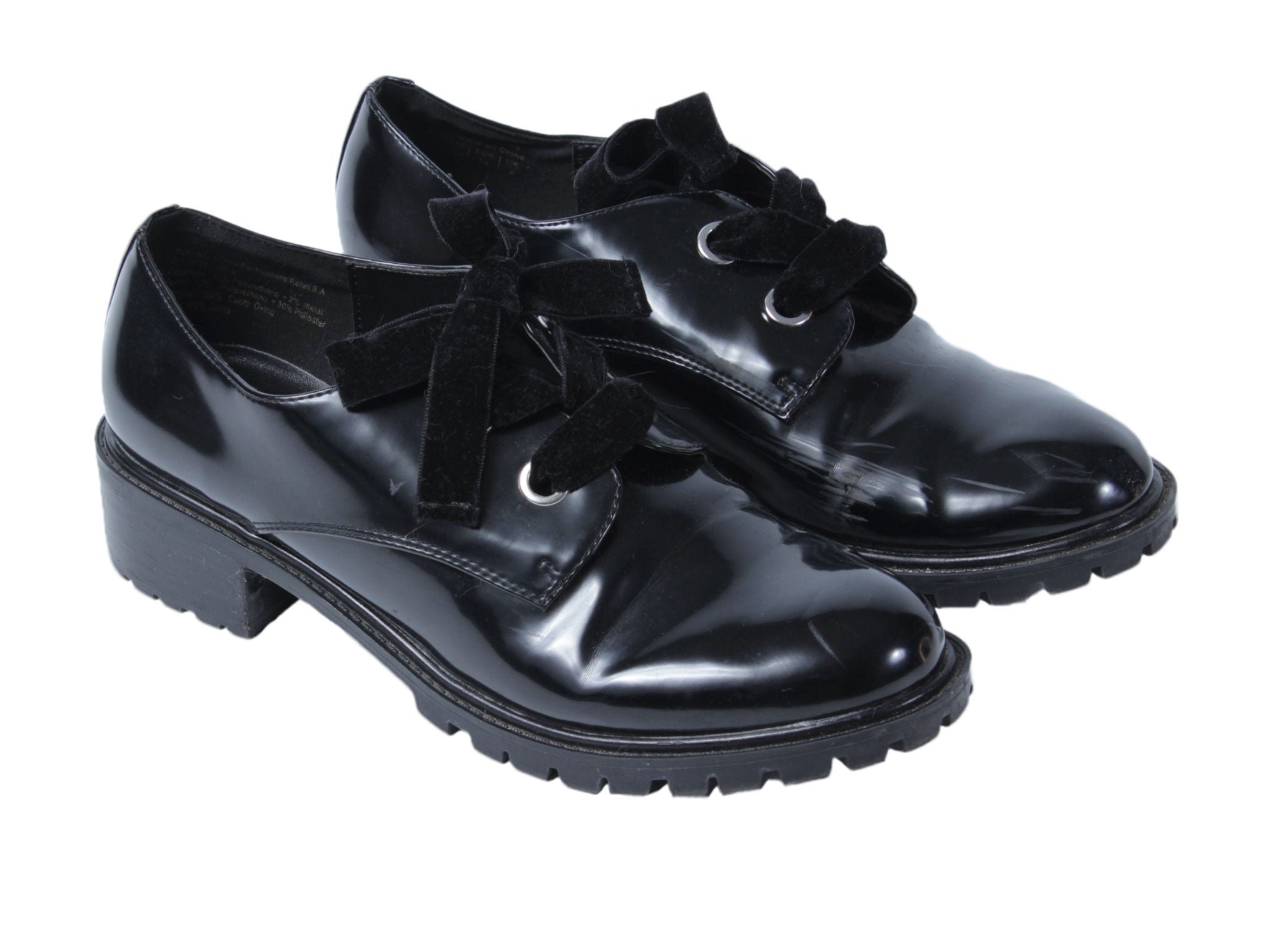 Zapatos tipo oxford charol negro con lazo | Talla 38