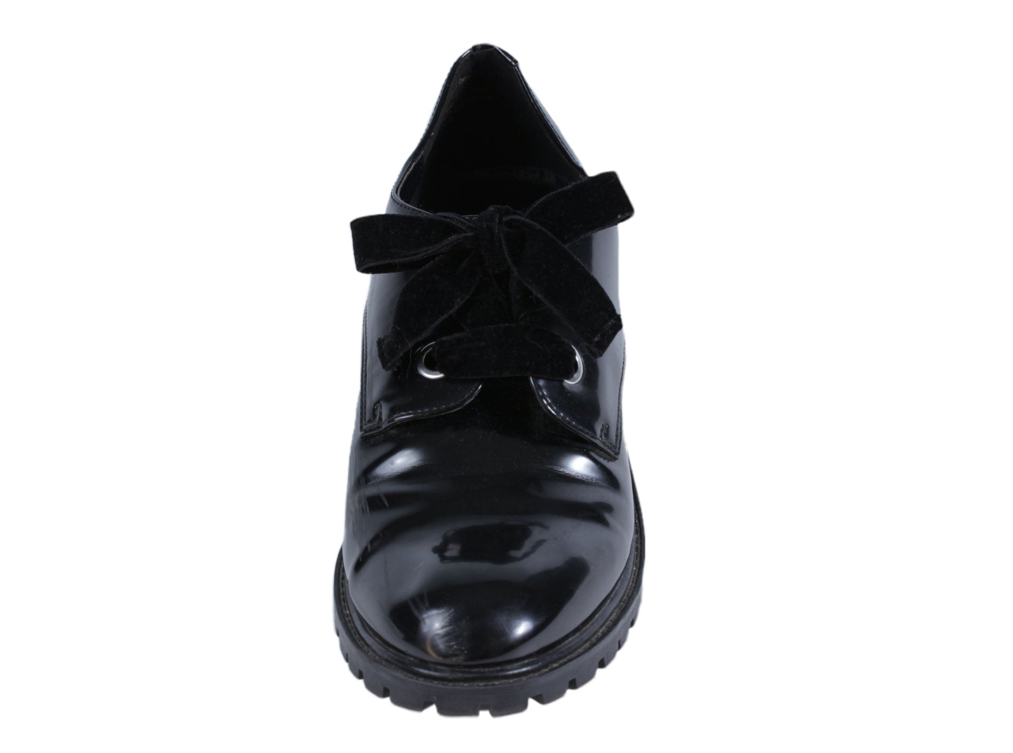 Zapatos tipo oxford charol negro con lazo | Talla 38