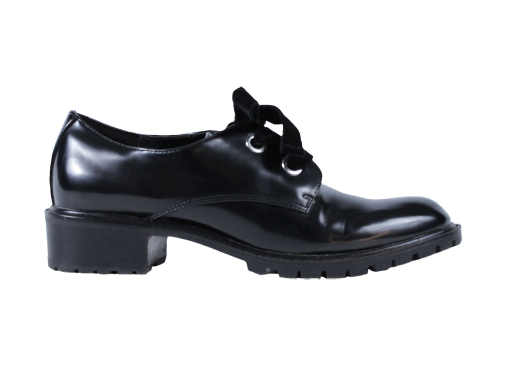 Zapatos tipo oxford charol negro con lazo | Talla 38