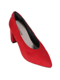 Zapatos gamuza rojo taco medio | Talla 36