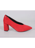 Zapatos gamuza rojo taco medio | Talla 36