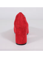 Zapatos gamuza rojo taco medio | Talla 36