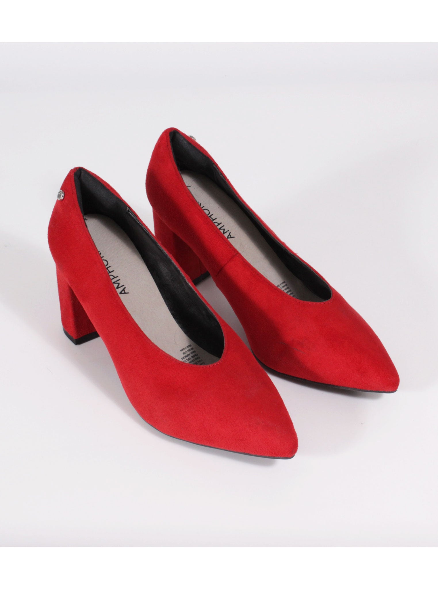 Zapatos gamuza rojo taco medio | Talla 36