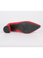 Zapatos gamuza rojo taco medio | Talla 36
